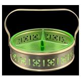 Uranium Glass Dish Insert w/ Metal Basket