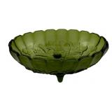 Green Glass Footed Fruit Bowl 4.5"x12"x8.5"