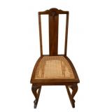 Vintage Wood Rocker w/ Cane Seat 34"x17"x26"