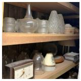 Assorted Items on 2 Shelves