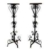 2 Wood/Metal Plant Stands - 42.5 x 11