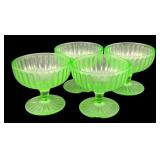 4 Uranium Glass Footed Dessert Dishes
