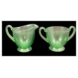 Uranium Glass Creamer & Sugar Set
