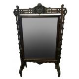 Antique Victorian Fire Screen w/ clear glass panel