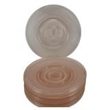 12 Pink Glass Plates - 8" Round