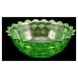 Uranium Glass "Cubist" Bowl 3"x7.5"