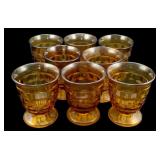 8 Amber Glass "Cubist" Glasses 4.5"x3.5"