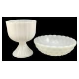 2 Milk Glass Items 7.5"x8"
