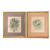 2 Framed Floral Prints 22"x18"