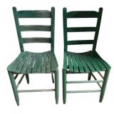 Pair of Painted Wood Slat Vintage Chairs