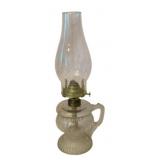 Vtg Glass Oil Lamp w/ Handle 14"
