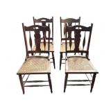 4 Vintage Cane Seat Chairs - 38 x 16.5 x 16.5