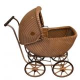 Antique Wicker Baby Carriage 36"x34"x77"