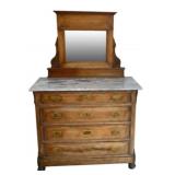 Marble-Top Chest w/ Mirror 73"x45.5"x20"
