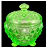 Fostoria Cubist Sugar Dish Uranium Glass