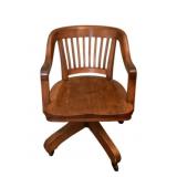 Office Wood Chair w/ casters 33"x22"x25"