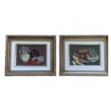 2 Framed Crewel Embroidery Pieces - 9 x 11 each