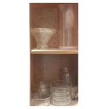 Assorted Glass Items in Cabinet