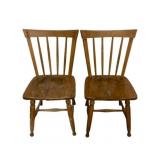 Pair of Primitive Wood Dining Chairs - as is