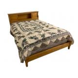 Bookcase Headboard & Frame Bed w/ Bedding