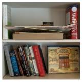 Assorted Items on 2 Shelves