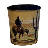 Metal Vintage Western Themed Trashcan