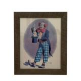 Framed Signed Clown Print - 20 x 24