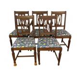 5 Cushioned Wooden Vintage Chairs