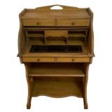 Vintage Ladies Roll Top Wood Desk - 51 x 26 x 18