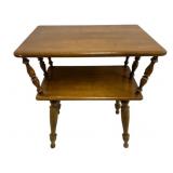 Mid-Century 2-Tier Side Table w/ turned legs