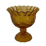 Vtg  L.E. Smith Amber Glass "Moon & Stars" Compote