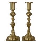 Pair of Brass Candlestick Holders - 8.25" tall