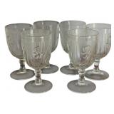 6 Vtg Jeannette Glass "Iris & Herringbone" Goblets