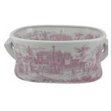 Small Pink & White Toile Ceramic Planter