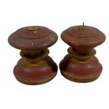 Pair Wood Candle Prickets 7" Tall