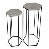2 Three Hands Marble Top Plant Stands