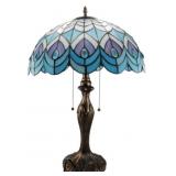 Tiffany Style Peacock Stained Glass Lamp  24"