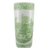 Large Green and White Umbrella Vase 17"x8"
