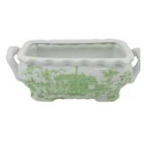 Green & White Porcelain Planter 4.5"x12"x6"