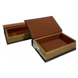 2 Three Hands Decorative Book Wood Storage Boxes