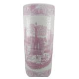 Large Pink and White Umbrella Vase 17"x8"