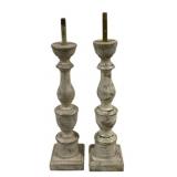 Pair Wood Candle Prickets 11" Tall