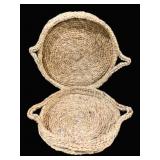 2 Three Hands Basket Serving Trays - 16" Round