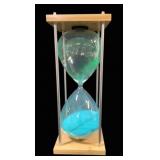 Three Hands Bamboo Glass Turquoise Glitter Timer