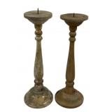Pair Wood Candle Prickets 12" Tall