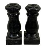 Pair Marble Candleholders 6.5" Tall