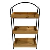 Three Hands Metal/Wood Shelf Stand