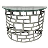 Elk Home Demilune Metal Table, Glass Top