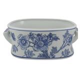 Small Blue & White Floral Ceramic Planter