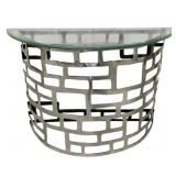 Elk Home Demilune Metal Table, Glass Top